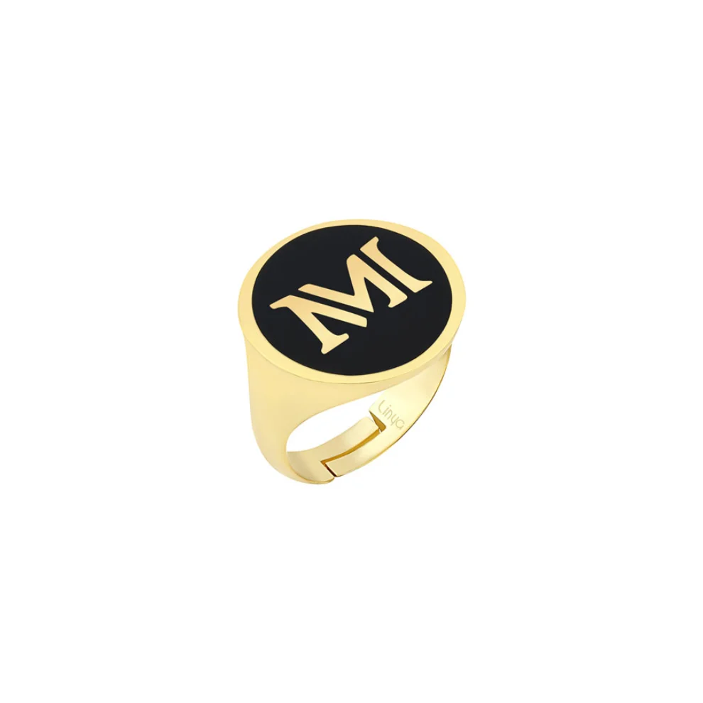 Linya Jewellery - Enamel Letter Ring - Letter M