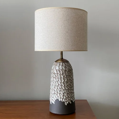 Nora Ceramics - Thor - Brown Asymmetrical Carve Lampshade