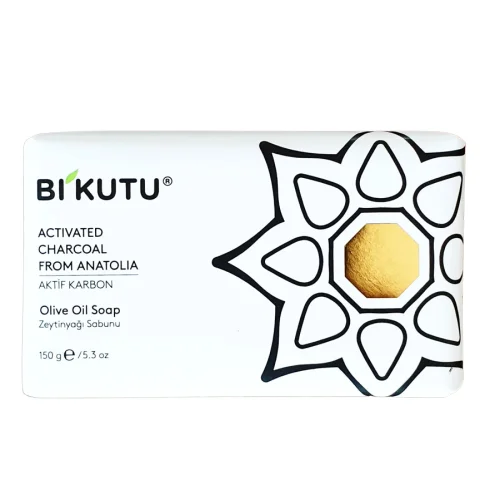 BiKutu - Natural Soap With Olive Oil 3 In 1 Box. Includes 3pcs Active Carbon Charcoal Soap