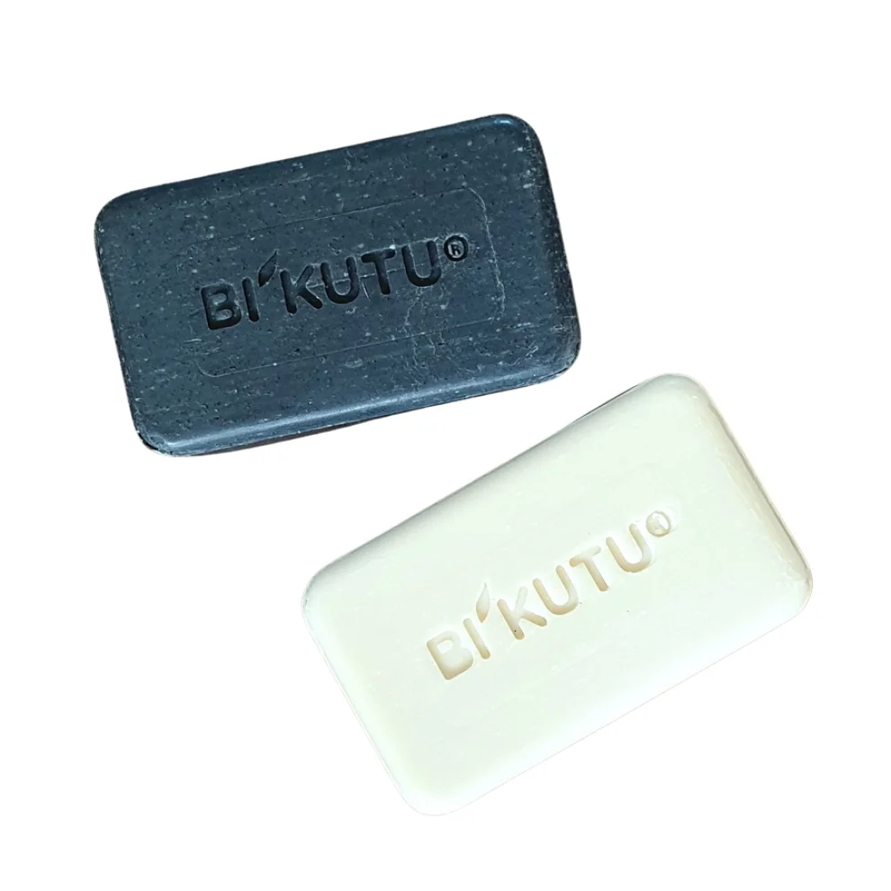 BiKutu - Natural Soap With Olive Oil 3 In 1 Box. Includes 3pcs Active Carbon Charcoal Soap