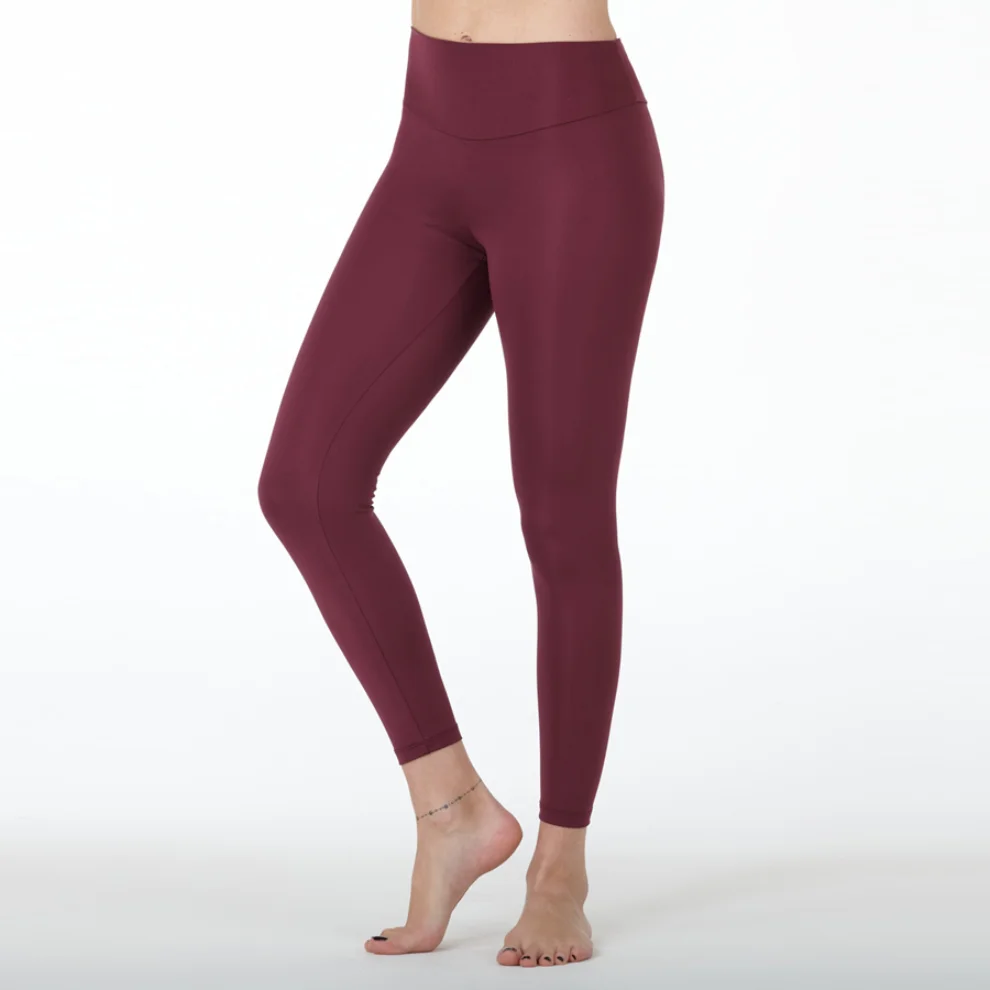 Nui Yoga - High Waist Compression Tights Burgundy S