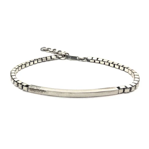 Spark Atölye - Dog Tag Cube Chain Silver Bracelet