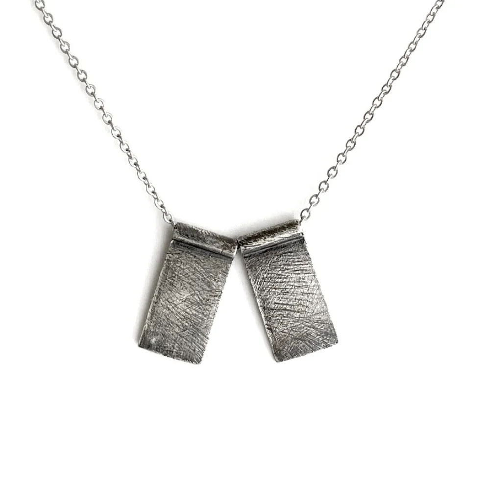 Spark Atölye - Double Dog Tag  Silver Necklace