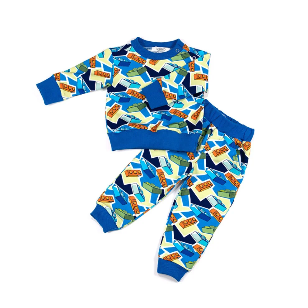 Berkiddo - Color Block Patterned Tracksuit Set