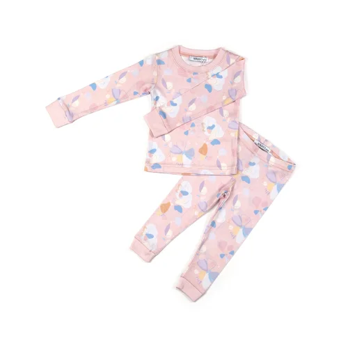 Berkiddo - Butterfly Patterned Long Sleeve Pajamas Set