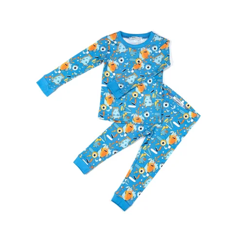 Berkiddo - Monster Pattern Long Sleeve Pajamas Set