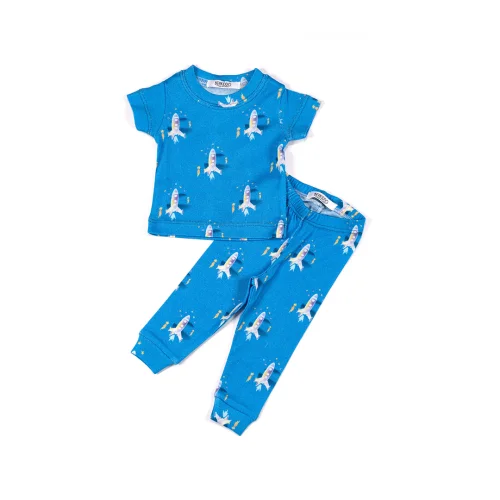 Berkiddo - Space Pattern Short Sleeve Pajamas Set