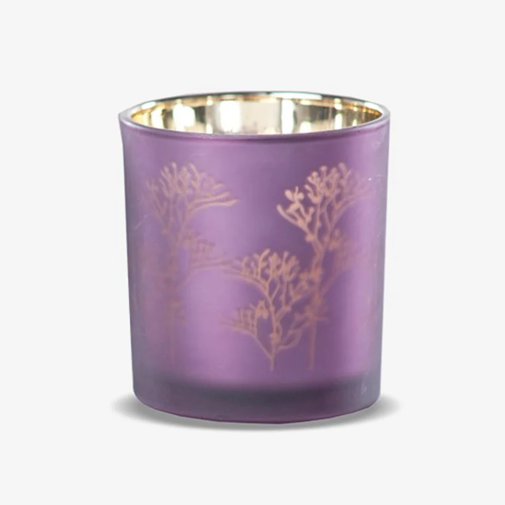 Estetik Decor - Purple Palm Candle Holder