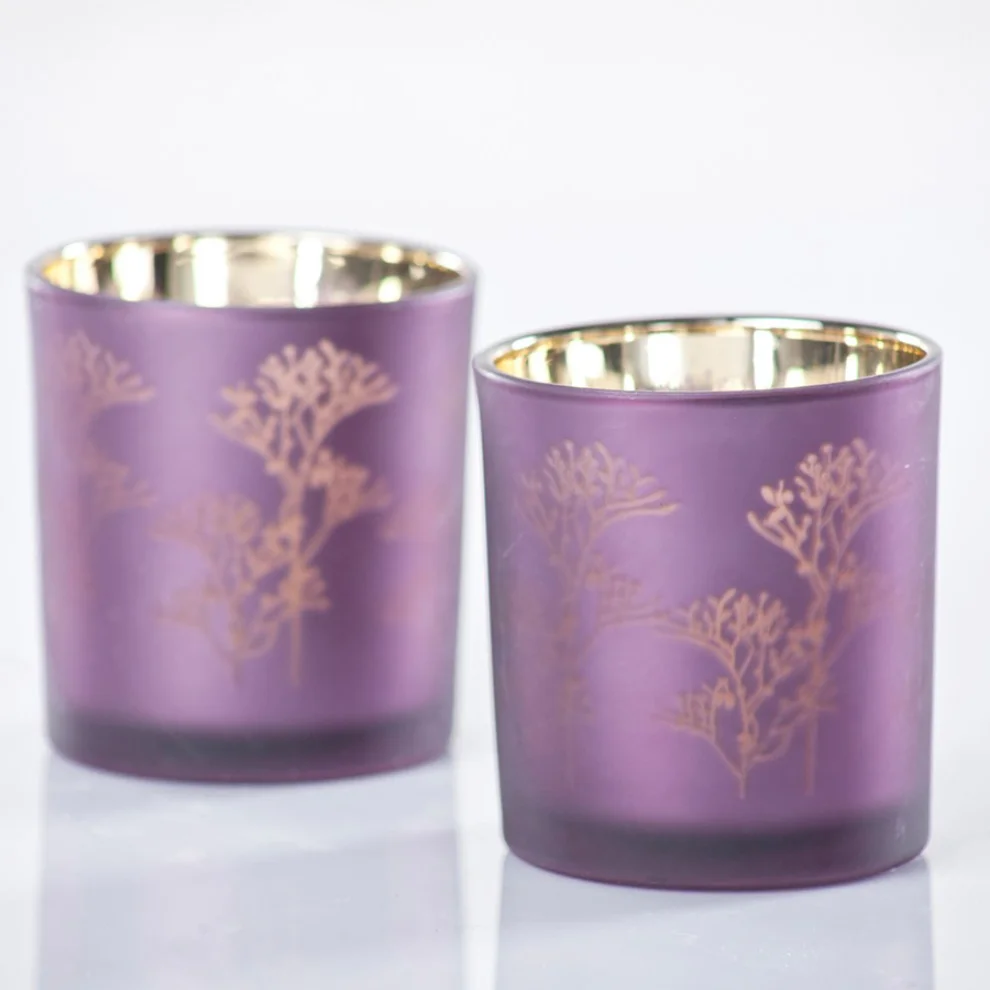 Estetik Decor - Purple Palm Candle Holder