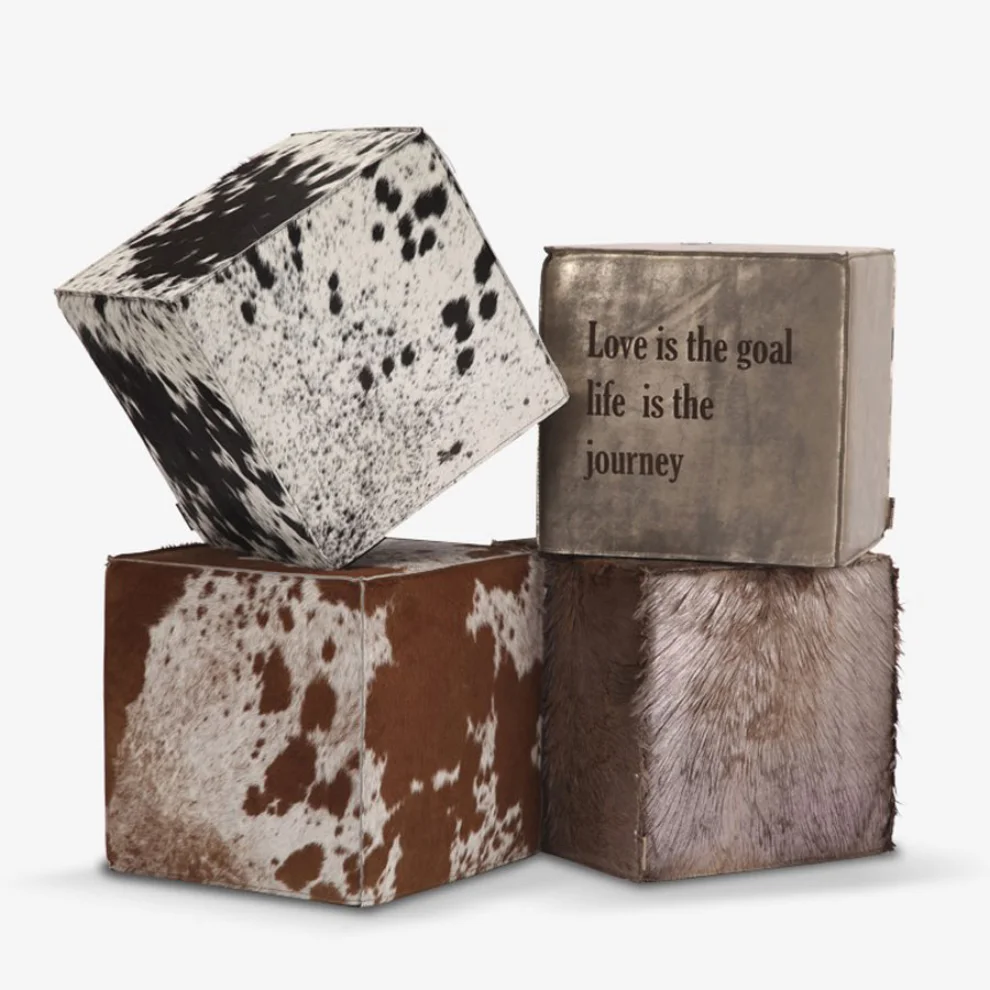 Estetik Decor - Cube Love Leather Pouf