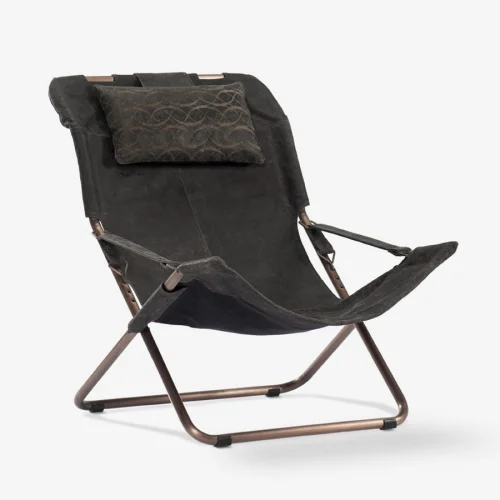 Estetik Decor - Rest Deep Grey Leather Foldable Chair