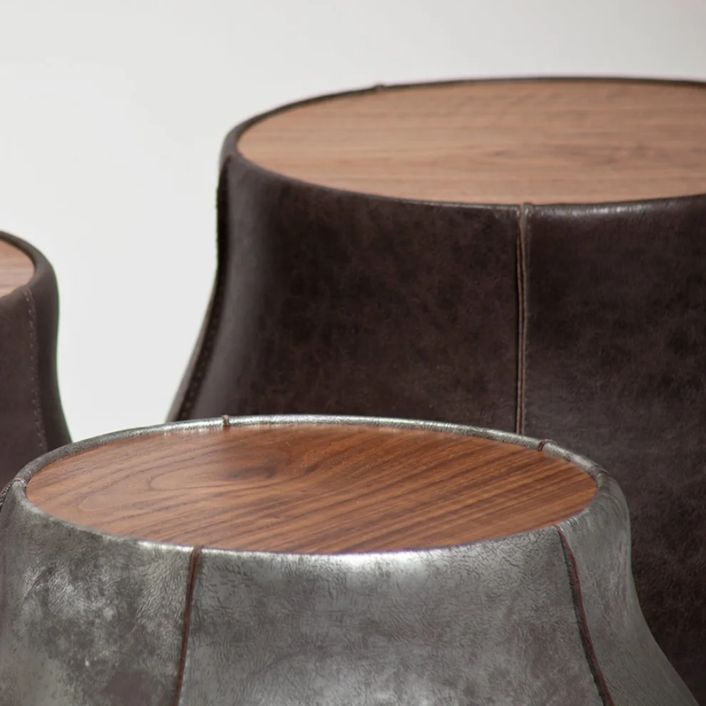Estetik Decor - Plateau Tall Leather Sıde Table 