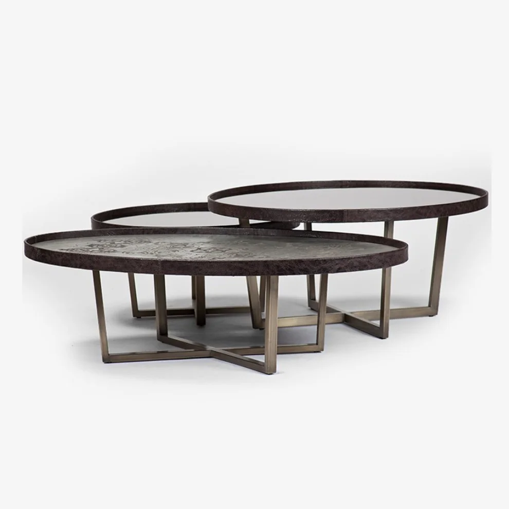 Estetik Decor - Kongo Tall Leather Coffee Table