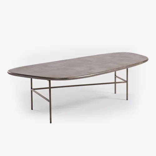 Estetik Decor - Triat Grey Leather Coffee Table