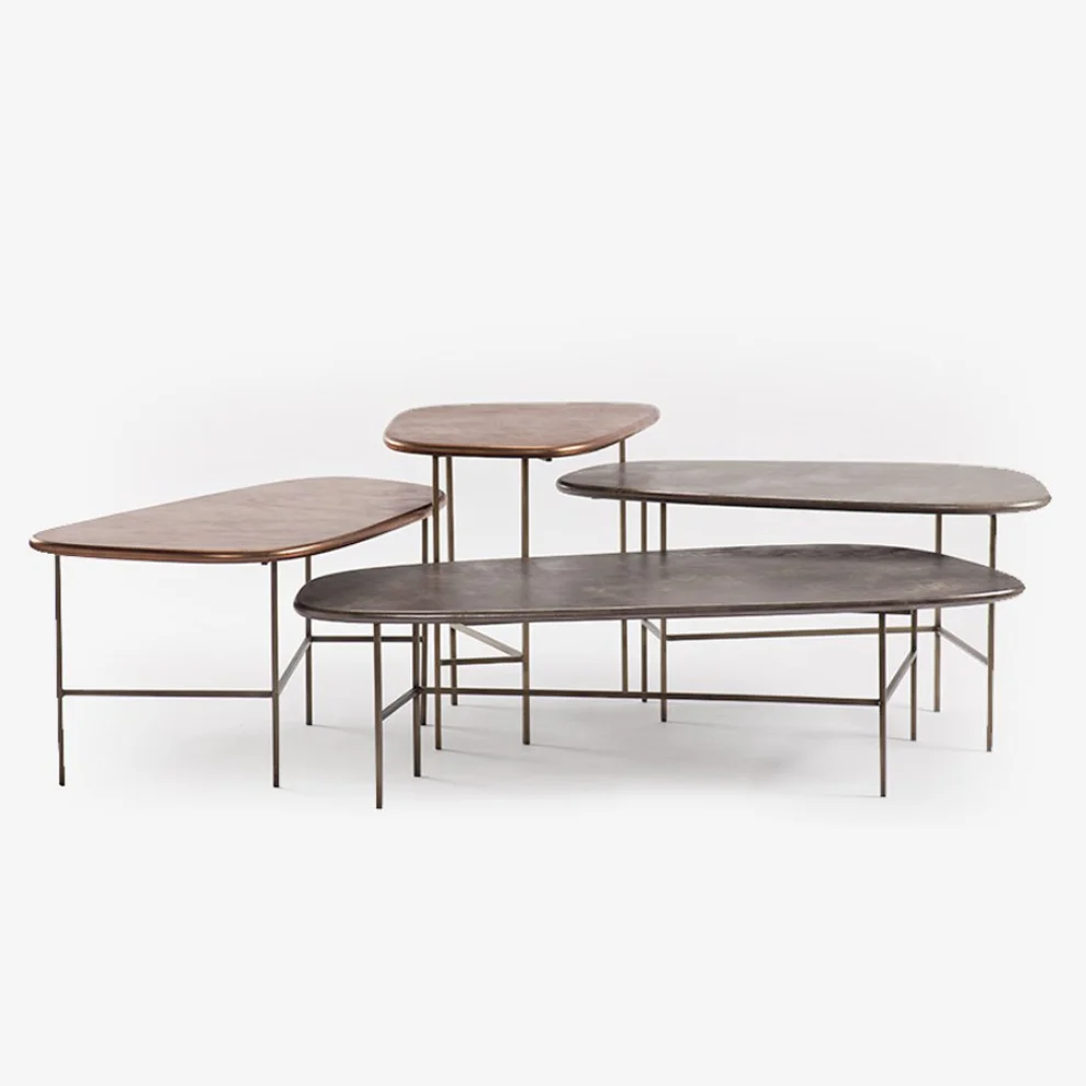 Estetik Decor - Triat Beige Leather Coffee Table