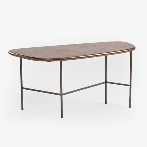 Estetik Decor - Triat Beige Leather Coffee Table