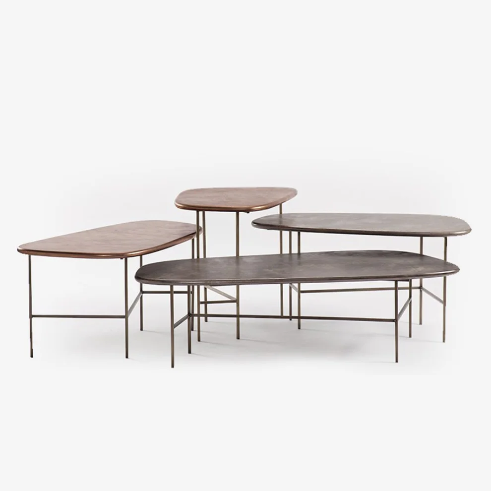 Estetik Decor - Triat Grey Leather Coffee Table