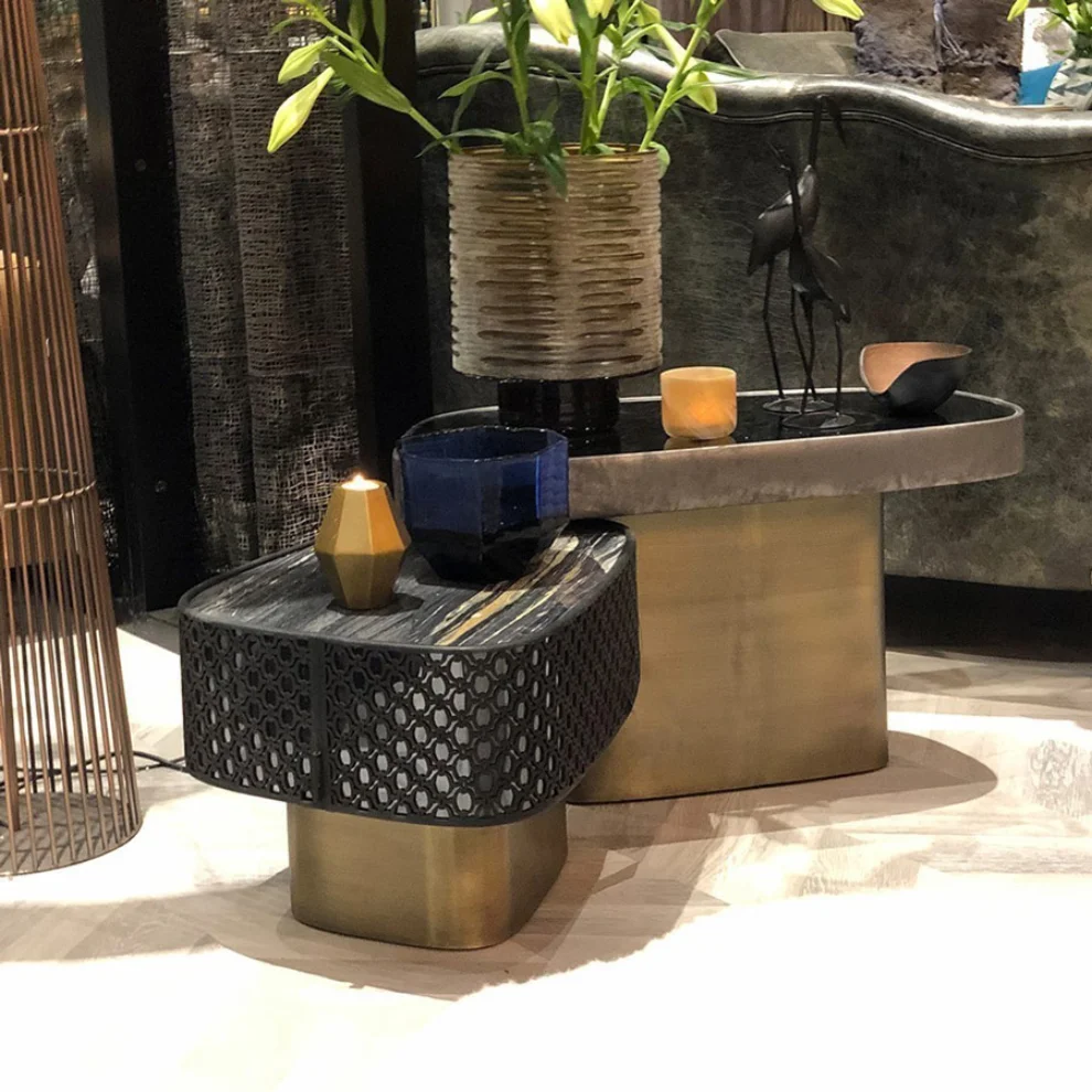 Estetik Decor - Cork Tall Leather Mirror Coffee Table