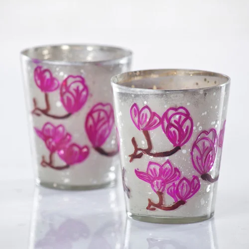 Estetik Decor - Pink Flower Candle Holder