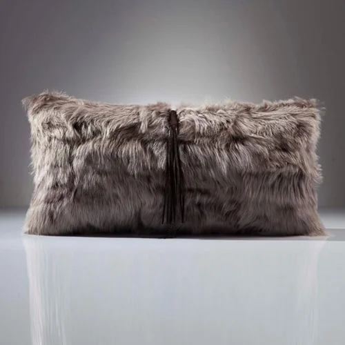 Estetik Decor - Toskana Taupe Sheepskin Pillow