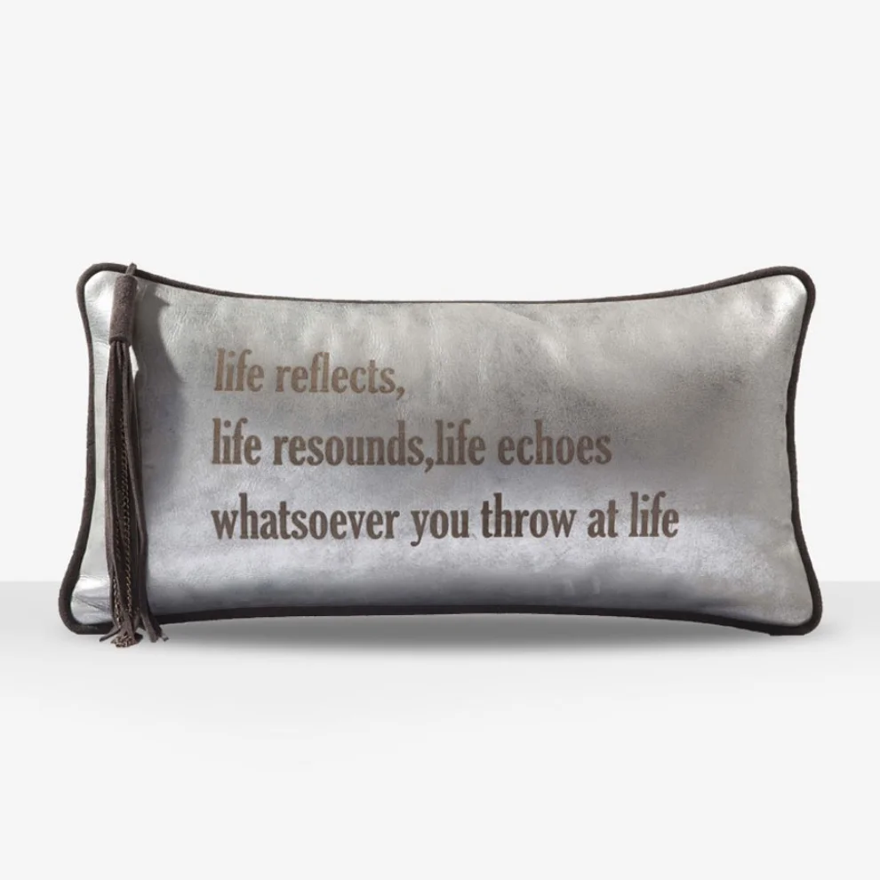 Estetik Decor - Words Reflect Leather Pillow With Piping