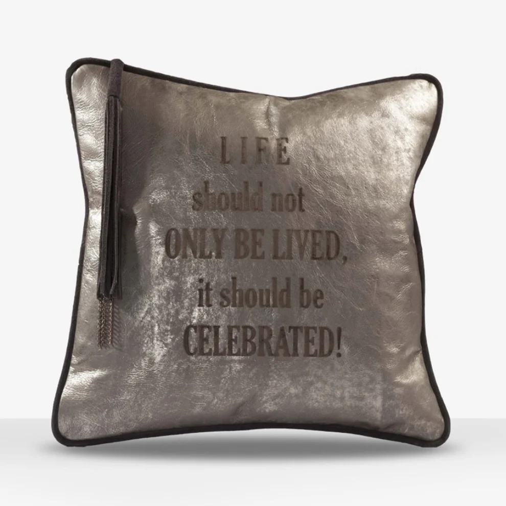 Estetik Decor - Words Celebrated Leather Pillow With Piping