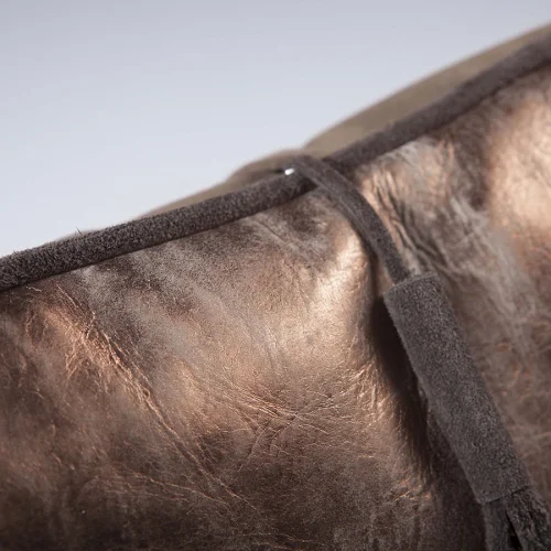 Estetik Decor - Effete Pillow Deri Arkası Kumaş Püsküllü Yastık