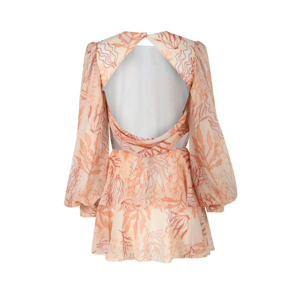 Luxez - Emily Sırtı Açık Desenli Elbise