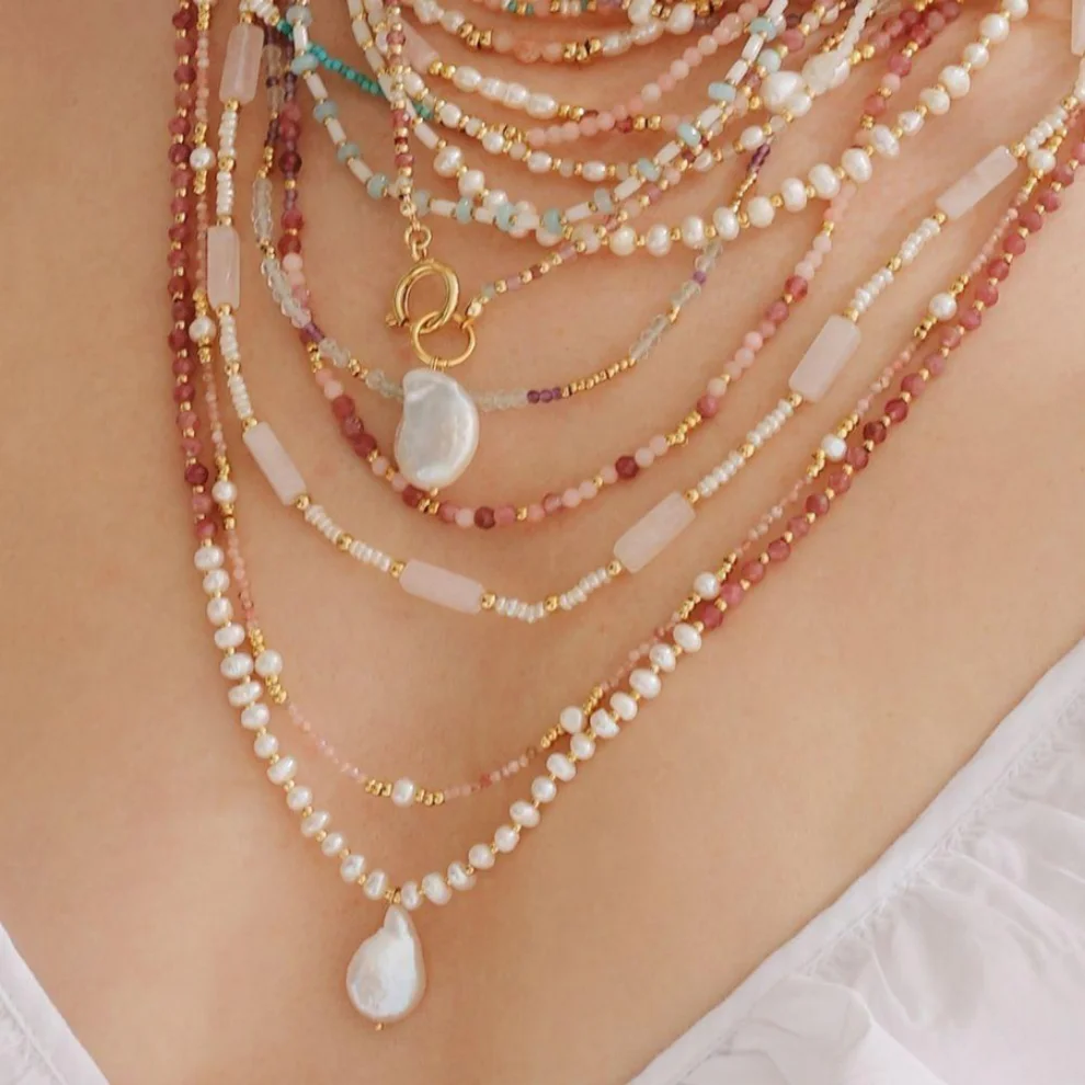 Bonjouk Studio - Josephine Natural Pearl & Tourmaline Necklace