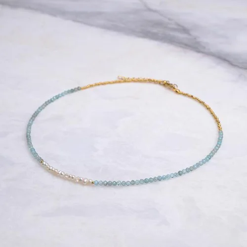 Bonjouk Studio - Livia Natural Pearl & Apatite Necklace
