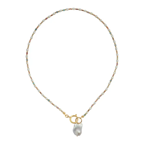 Bonjouk Studio - Lulu Natural Stone & Baroque Pearl Necklace | Double Trouble Collection
