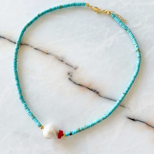 Bonjouk Studio - Marla Natural Pearl Turquoise Necklace