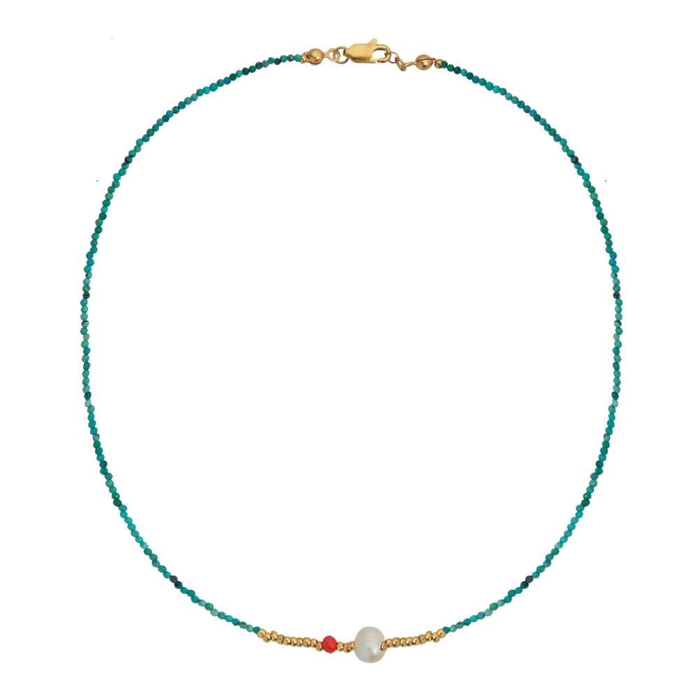 Medi Natural Pearl  & Turquoise Necklace