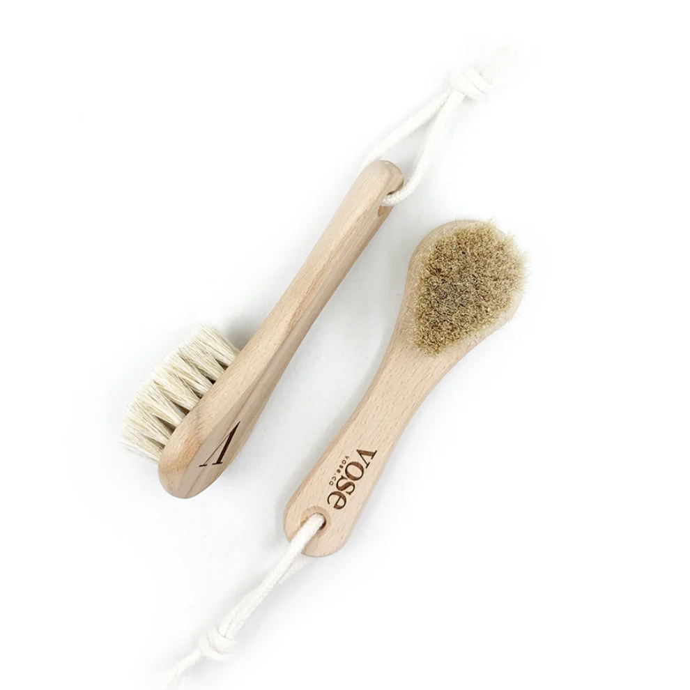 Vose - Natural Exfoliating Face Brush, Horse Hair Dry Face Brush