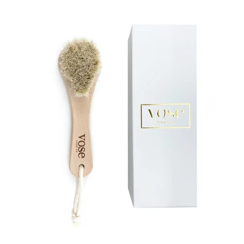 Vose - Natural Exfoliating Face Brush, Horse Hair Dry Face Brush