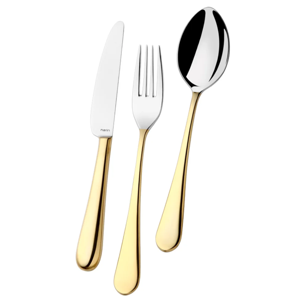 Narin Metal - Epsilon Seris - Plain Gold - Flatware Set