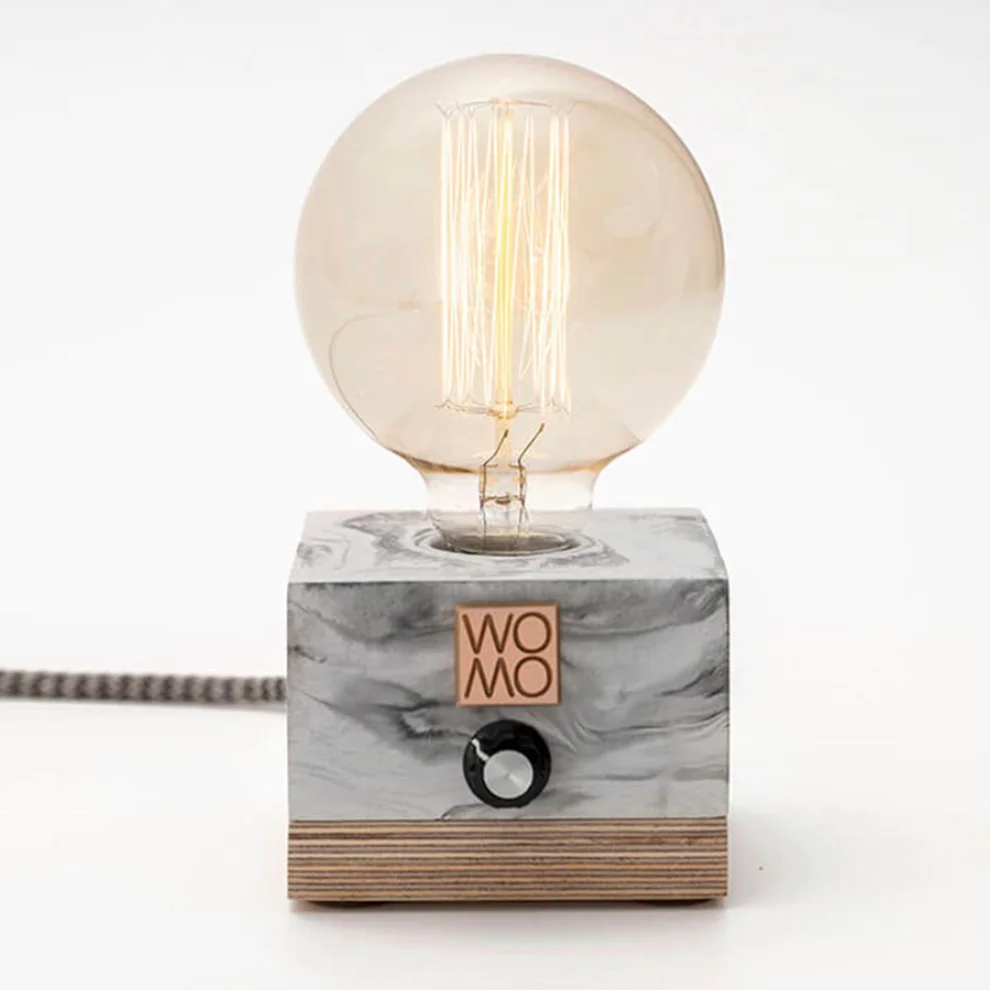 Womodesign - Marble Textured Concrete Table Lamp With Dimmer - Globe