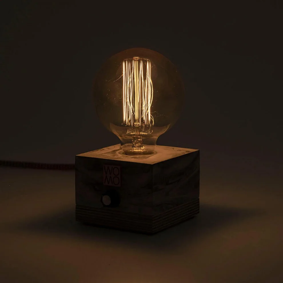 Womodesign - Marble Textured Concrete Table Lamp With Dimmer - Globe