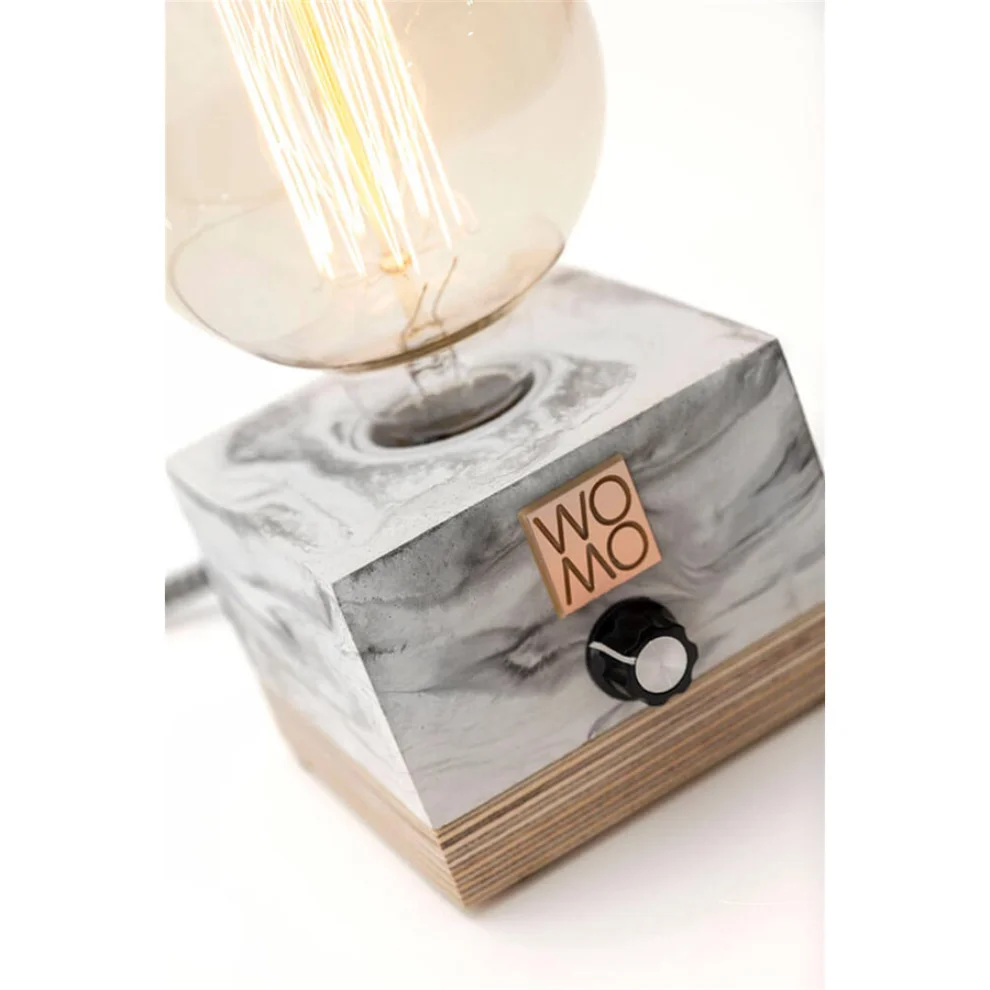 Womodesign - Marble Textured Concrete Table Lamp With Dimmer - Globe