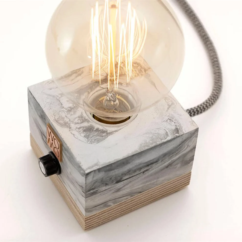 Womodesign - Marble Textured Concrete Table Lamp With Dimmer - Globe