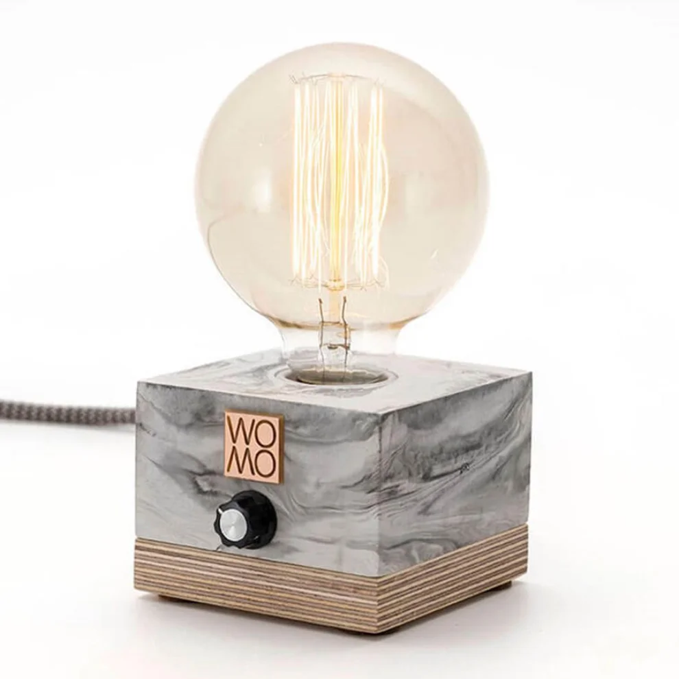 Womodesign - Marble Textured Concrete Table Lamp With Dimmer - Globe