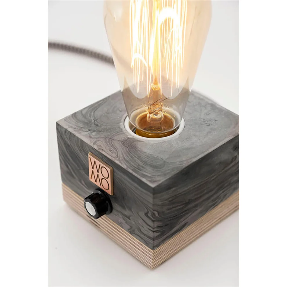 Womodesign - Marble Pattern Concrete Table Lamp With Dimmer - Cylinder