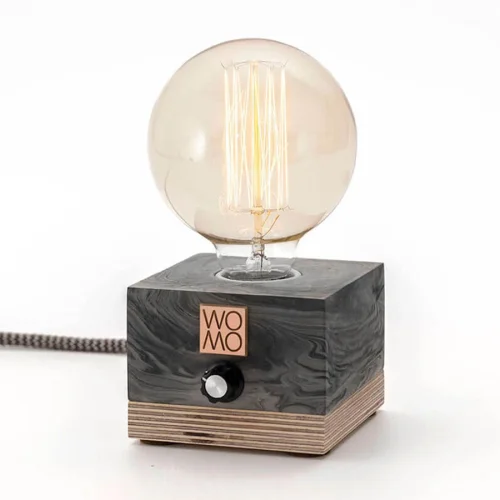 Womodesign - Marble Patterned Concrete Table Lamp With Dimmer - Globe