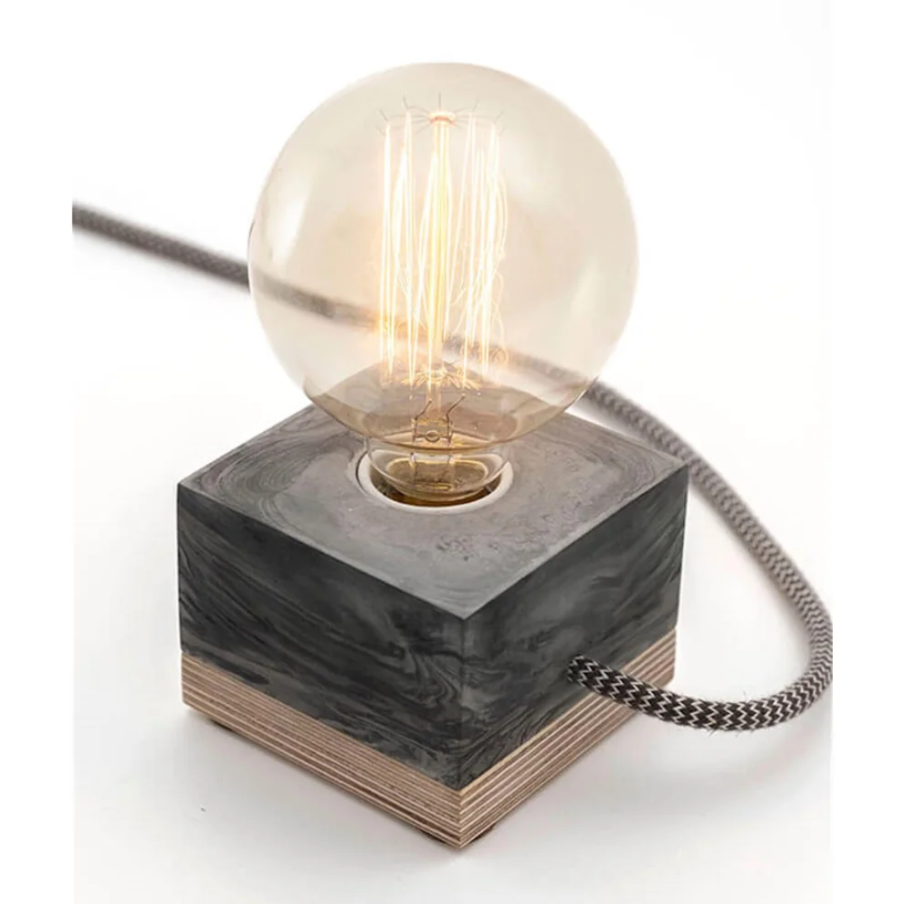 Womodesign - Marble Patterned Concrete Table Lamp With Dimmer - Globe