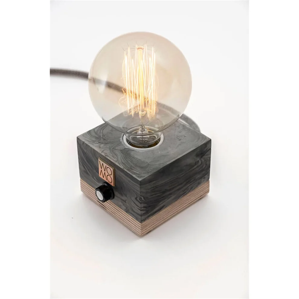 Womodesign - Marble Patterned Concrete Table Lamp With Dimmer - Globe