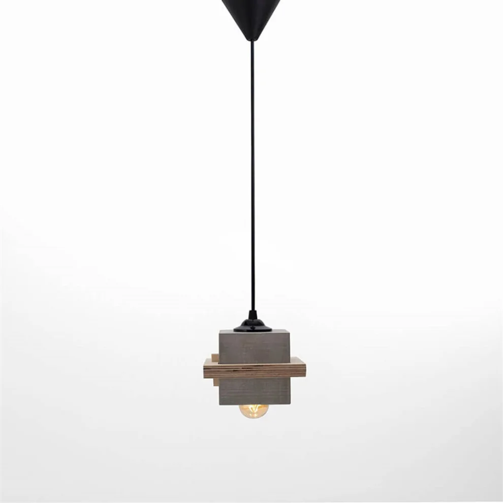 Womodesign - Square Wood And Concrete Ceiling Lighting