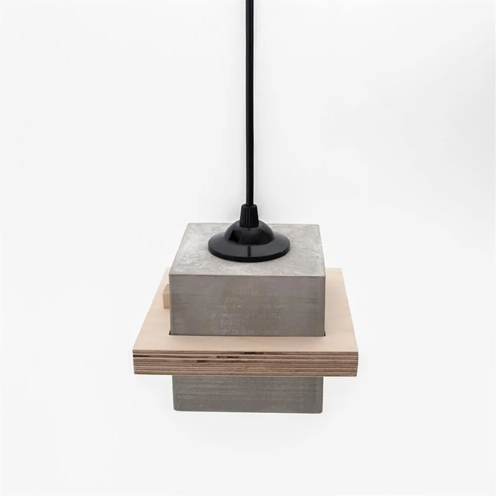 Womodesign - Square Wood And Concrete Ceiling Lighting