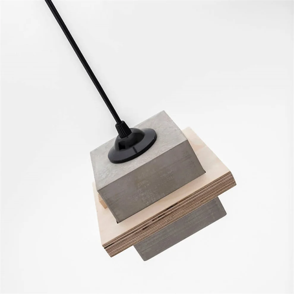 Womodesign - Square Wood And Concrete Ceiling Lighting