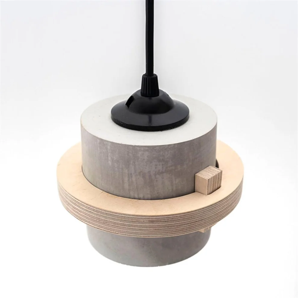 Womodesign - Round Wood And Concrete Ceiling Lighting