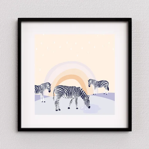 Studio Ovata - Zebra Gathering Art Print